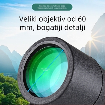 Monokular za promatranje ptica 25-75x60, sa nosačem za stativ i držačem za telefon za fotografiranje