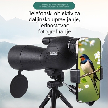 Monokular za promatranje ptica 25-75x60, sa nosačem za stativ i držačem za telefon za fotografiranje