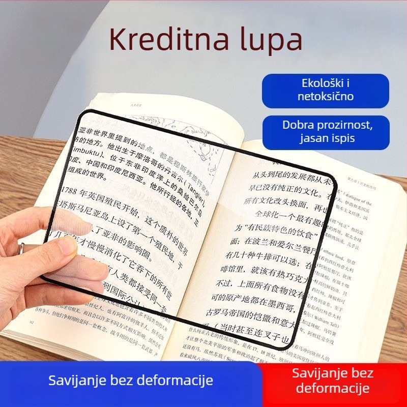 Lupa u formatu kartice, prijenosna, HD, za čitanje starijih, s usmjerenim svjetlom, za istraživanje na otvorenom i dječje prirodne eksperimente