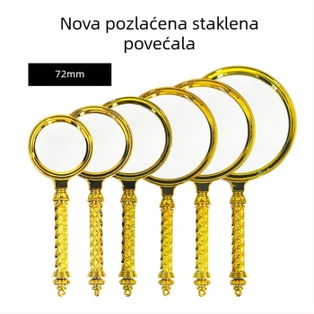 Ručna lupa s pozlaćenom cvjetnom držkom, plastična, HD leća za čitanje i identifikaciju nakita