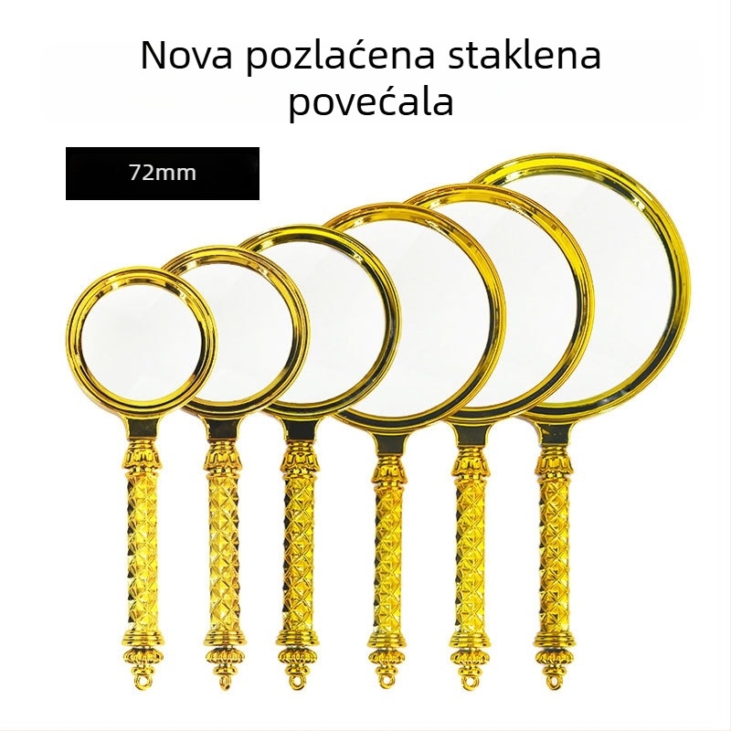 Ručna lupa s pozlaćenom cvjetnom držkom, plastična, HD leća za čitanje i identifikaciju nakita