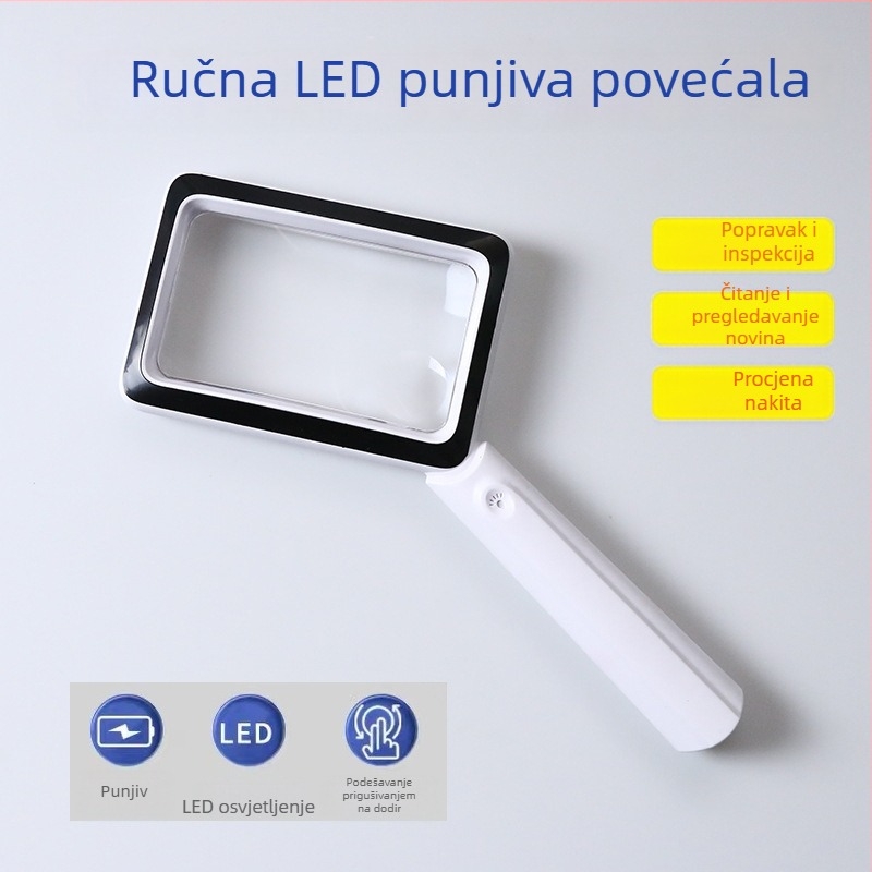 XT-1311 Prijenosno pravokutno povećalo sa 20 LED, USB punjenje, za čitanje starijima