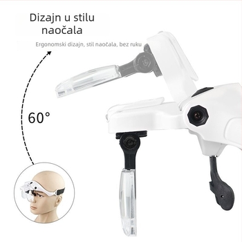 9892B2C1 lupa za glavu s USB punjenjem, 5 kompleta akrilnih optičkih leća