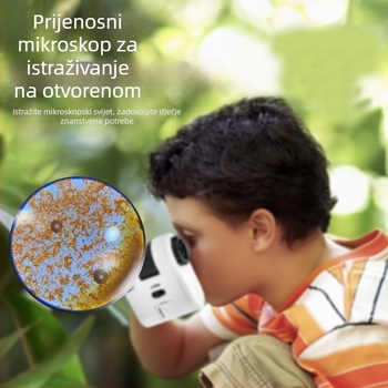 100× mini mikroskop za djecu – zabavan znanstveni povećalo s LED svjetlom i lampom za otkrivanje bankovnica