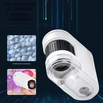 100× mini mikroskop za djecu – zabavan znanstveni povećalo s LED svjetlom i lampom za otkrivanje bankovnica