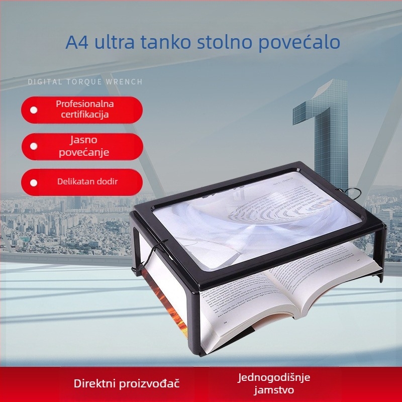 Izuzetno tanka stolna lupa formata A4, za čitanje, inspekciju i rad u laboratoriju