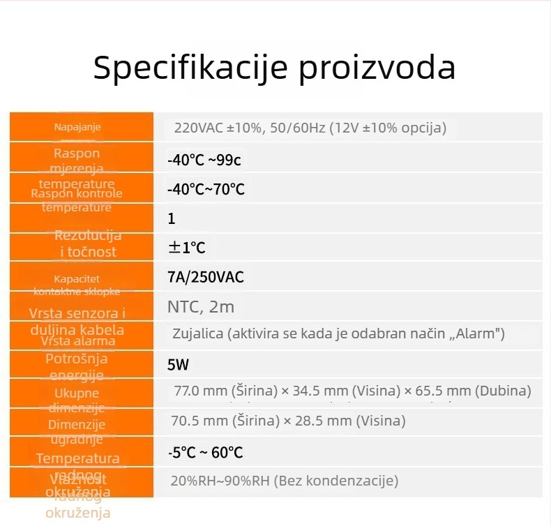 STC-200 Regulator temperatura za skladištenje s alarmom za hlađenje i grijanje, termostat za opremu za preradu morskih plodova