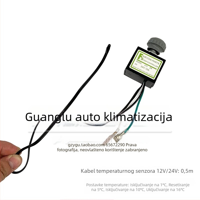 Elektronički termostatski prekidač za automobilsku klimu sa senzorom, univerzalna montaža, kontroler temperature