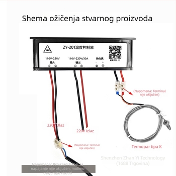 ZY-201 Inteligentni industrijski dodirni termostat za visoke temperature, 30A visoko snage termopar, visoko precizan upravljač temperature