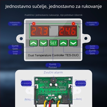 ST3012 Inteligentan regulator temperature s dvostrukim zaslonom i dvostrukim senzorima za hlađenje i grijanje