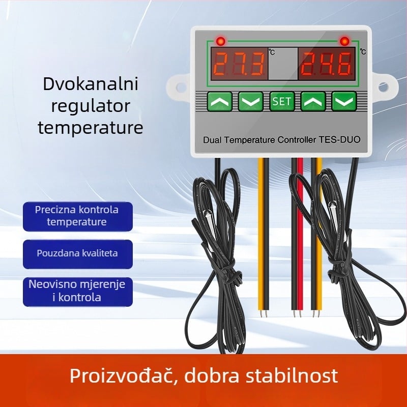 ST3012 Inteligentan regulator temperature s dvostrukim zaslonom i dvostrukim senzorima za hlađenje i grijanje