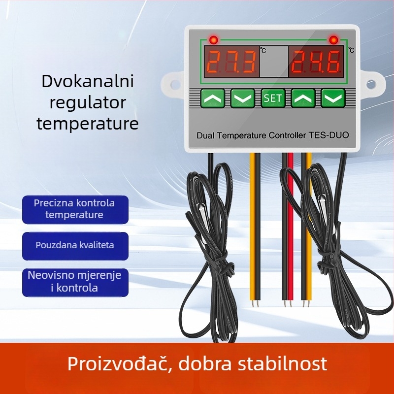 ST3012 Inteligentan regulator temperature s dvostrukim zaslonom i dvostrukim senzorima za hlađenje i grijanje