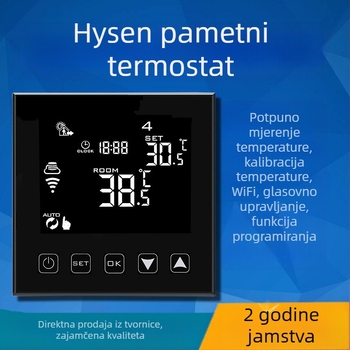 Inteligentni termostat za podno grijanje s Wi-Fi glasovnim upravljanjem, podesiva temperatura