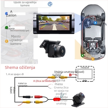 AHD 1080p stražnja kamera s CCD-om, riblje oko, noćni vid, prebacivanje CVBS, 3-u-1 automobil kamera