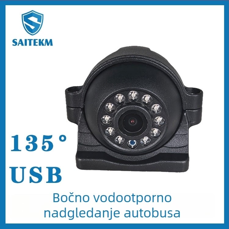 Automobilska kamera s bočnim pogledom bez mrtvih točaka, 135°, USB kamera, 1080p, noćni pogled, vodootporna, anti-fog, nadzor