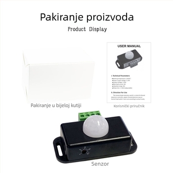 Infracrveni PIR senzor pokreta za monokromatsku LED traku – garderoba, hodnik, stepenice