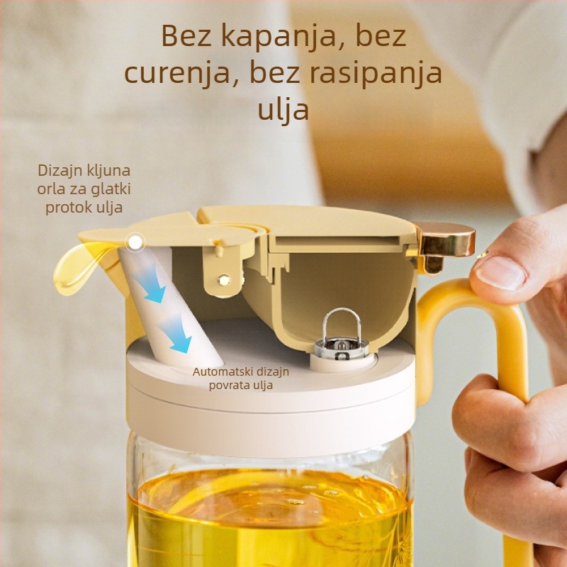 Staklena boca za ulje u kuhinji, bez kapanja, s kvalitetom hrane, velika kapacitet za doziranje biljnog ulja, sojinog umaka i octa
