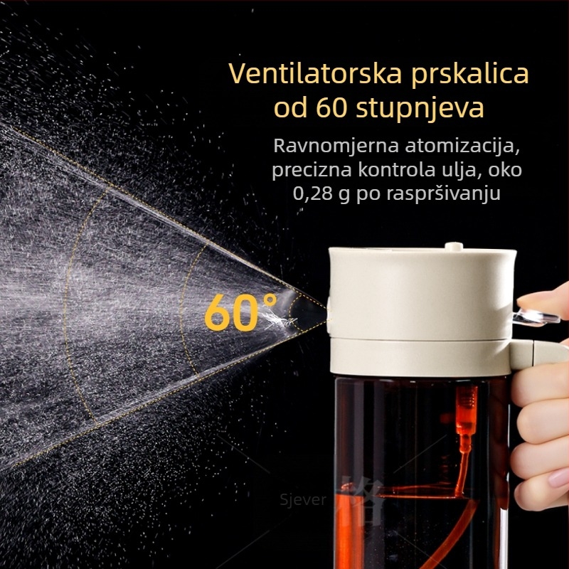 Dvostruka boca ulja: prskanje i točenje, zaštita od svjetla, integrirani sustav prskanja i točenja, atomizirano ulje, prehrambena nehrđajući čelik 304