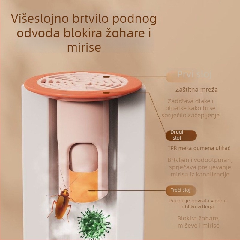 Poklopac za podni odvod u obliku metka – filtr protiv mirisa i insekata