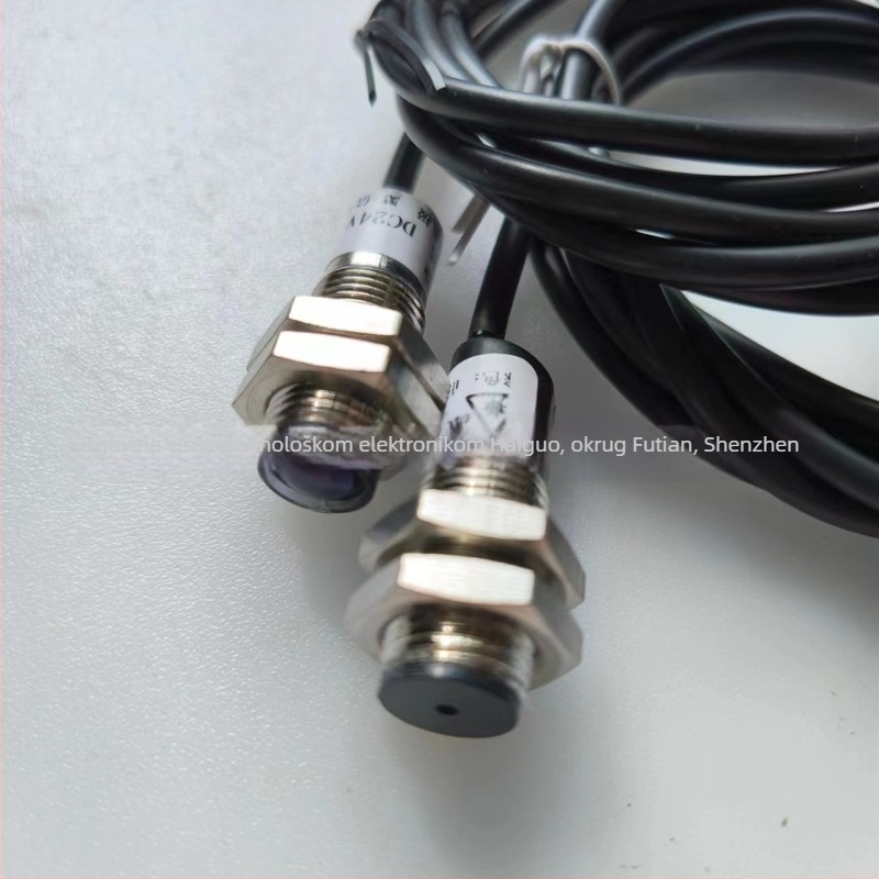 M12 laserski senzor kroz snop, 30 m, 12–24 V, IP65, fotoelektrični prekidač