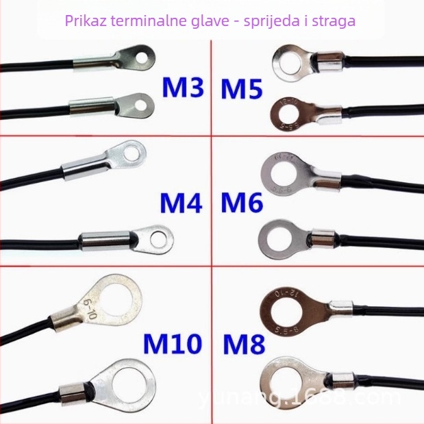 NTC termistorski senzor za temperaturu, 10K, otvori M3–M12, fiksirani kabel, sonda za uho