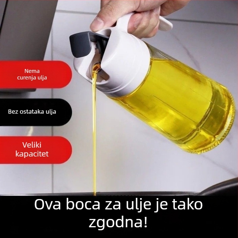 Staklena boca za ulje s automatskim otvaranjem i zatvaranjem, s mjernim oznakama, otporna na prolijevanje, kuhinjska boca za umake – sojin sos i ocat