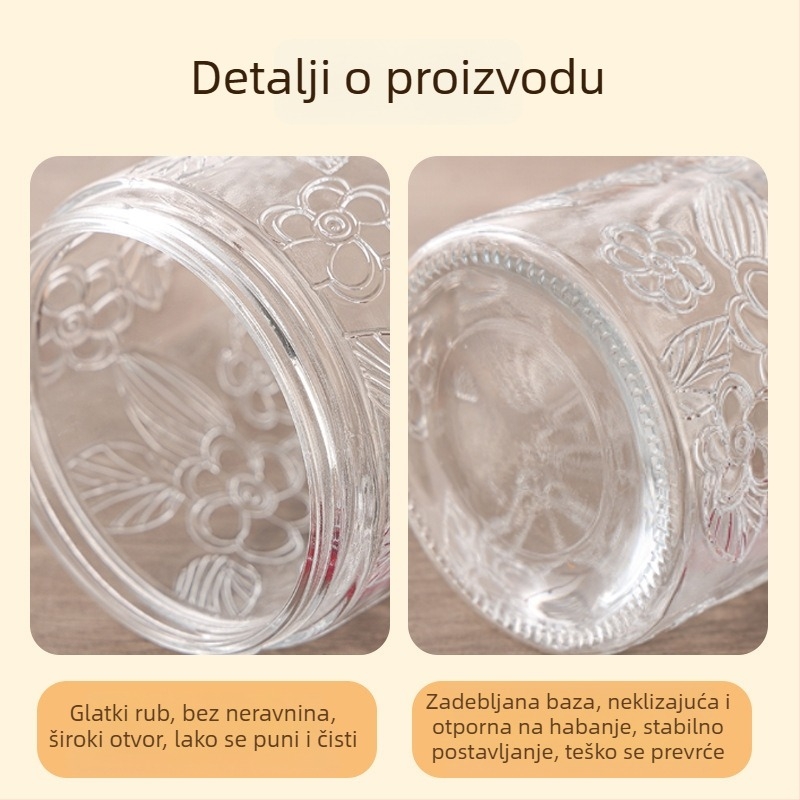 Staklena posuda za pohranu, retro stil, s ručkom, velikog promjera, hermetički zatvoren poklopac, kuhinjska pohrana žitarica