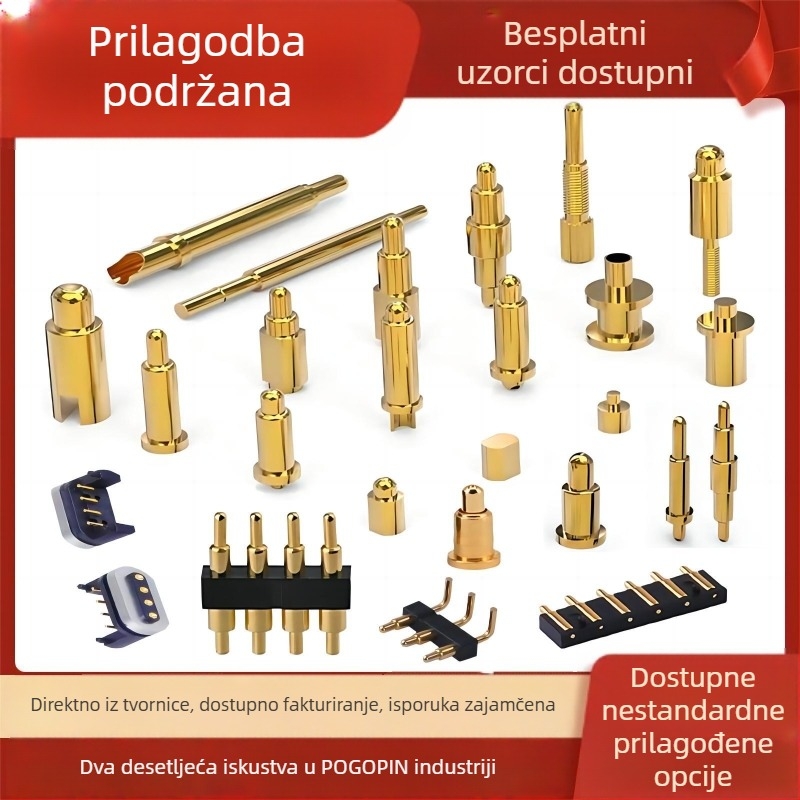 Pogopin opružni kontaktni pin, zlatno-pokovani bakreni pin, nekorodirajući, visok tok, testni pin za punjenje