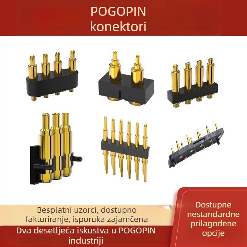 Pogopin opružni kontaktni pin, zlatno-pokovani bakreni pin, nekorodirajući, visok tok, testni pin za punjenje