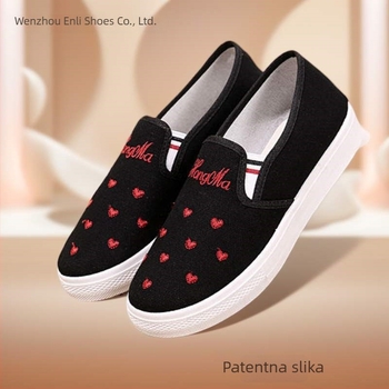 Ženske platnene tenisice slip-on s izvezenim srcem, protuklizna i izdržljiva potplata, proljetno-jesenski stil