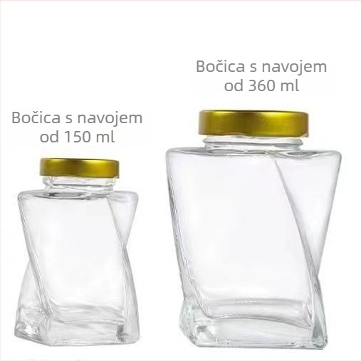 Staklena posuda za skladištenje, 500 ml, za med, džem, orašaste plodove i žitarice