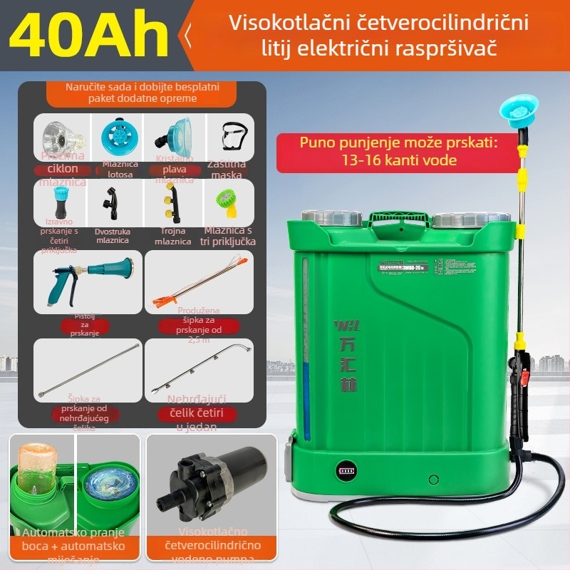 Potpuno automatski električni raspršivač za poljoprivredu, snažan četverocilindrični raspršivač visokog tlaka, multifunkcionalan, novi model
