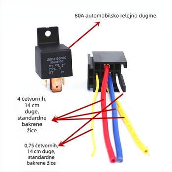 80AJD1912/JD2912 automobilsko rele 12V/24V, 4-pin ili 5-pin, s nosačem za montažu i konektorom
