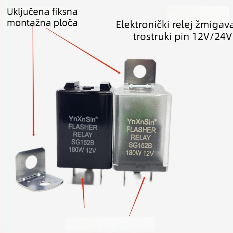 Univerzalno automobilsko elektroničko rele za žmigavce, plug-in, 3-pinski, 12V/24V