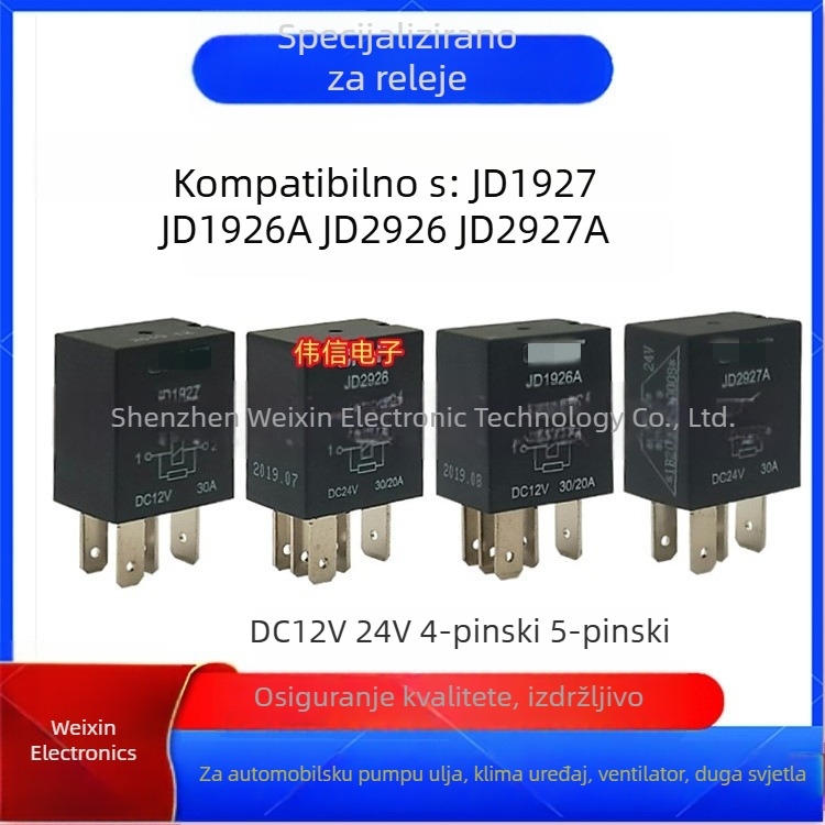 Automobilsko rele JD1926A/1927/2926/2927 za klimatizaciju, 12V/24V, 4-pin ili 5-pin, 30A/20A