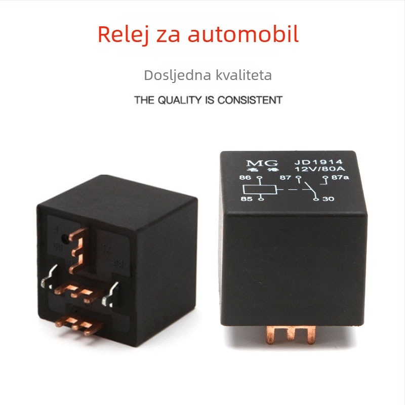 Automobilsko elektromagnetno rele visokog struje sa širokim kontaktima za zavarivne ploče, 12V/24V, 80A
