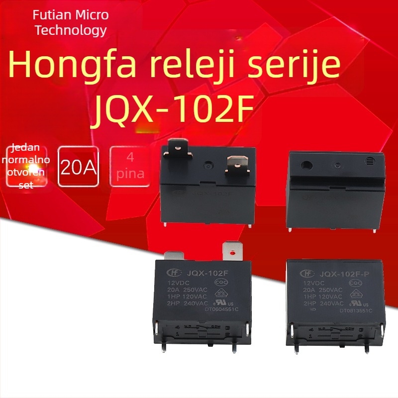 JQX-102F-12VDC JQX-102F-P-12VDC 4-pinsko Hongfa relej za klimatizacijski uređaj i bojler