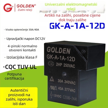 Gordon GK-A-1A-12D 12V 4-pinski univerzalni mali elektromagnetski relej 30A serija T90