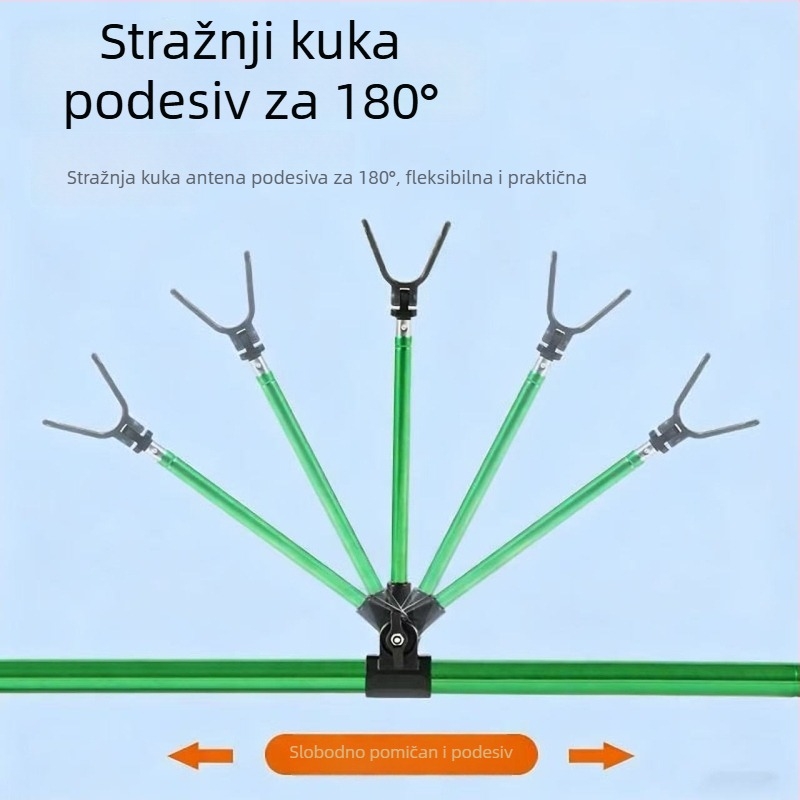 Stalak za štap za ribolov od nehrđajućeg čelika, postavljen na pod, s automatskim vraćanjem i glavom s dvostrukim kotačićem, podesiv na 180° za velike štapove