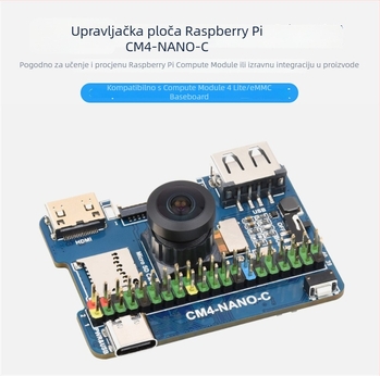 Raspberry Pi CM4 Nano proširena ploča s USB-C, USB 2.0 i HDMI, ugrađena 8 MP kamera.