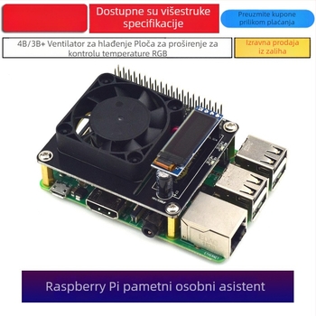 Raspberry Pi ploča za hlađenje s ventilatorom za 4B/3B+ s RGB kućištem i praćenjem u stvarnom vremenu