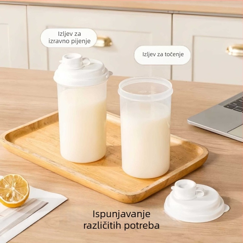 Šalica za doručak visokokvalitetne prehrambene kvalitete, prijenosna toplinski otporna čaša za sojino mlijeko i mlijeko, samouzavarujući spremnik s mjernom skalom