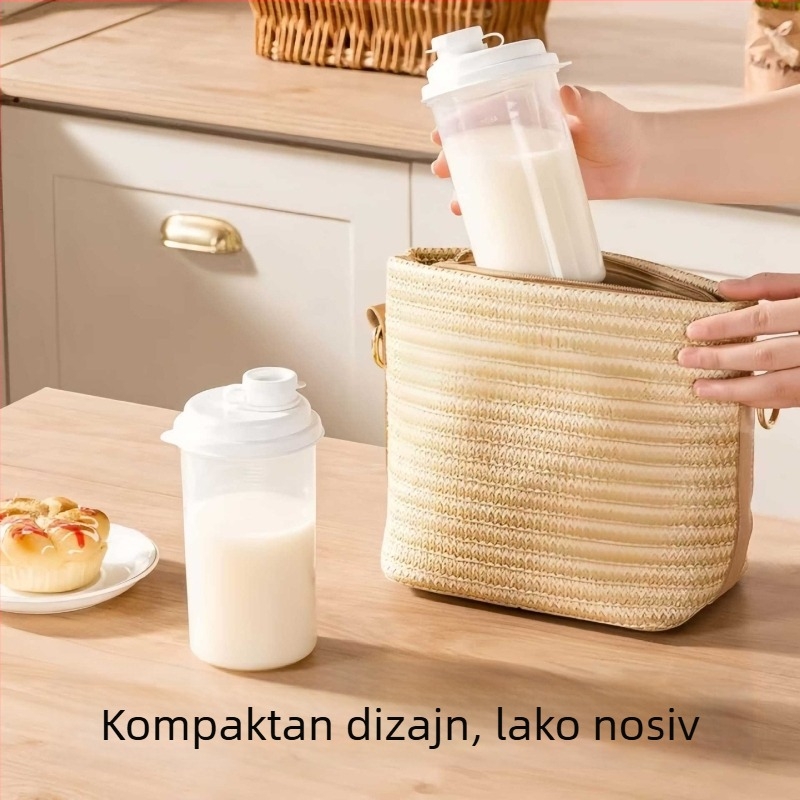 Šalica za doručak visokokvalitetne prehrambene kvalitete, prijenosna toplinski otporna čaša za sojino mlijeko i mlijeko, samouzavarujući spremnik s mjernom skalom