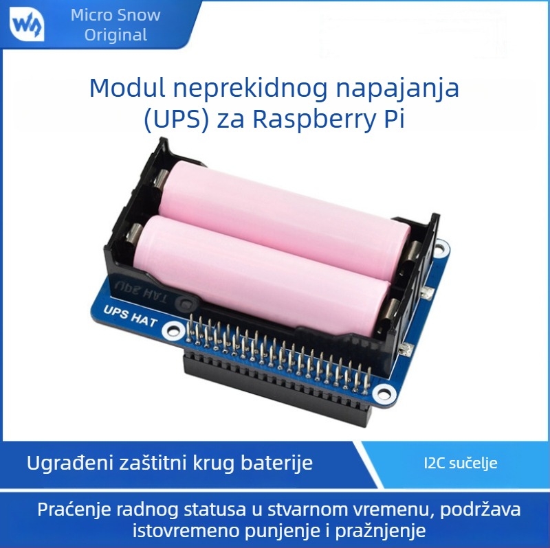 Raspberry Pi UPS napajanje modul, 5V 2.5A, Li-ion baterija proširena ploča, I2C praćenje baterije u realnom vremenu (napon, struja, preostala kapacitet), punjenje i pražnjenje