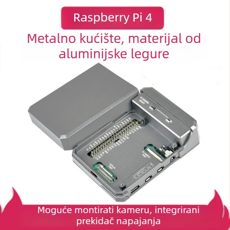 Kućište za Raspberry Pi 4 s kliznim magnetskim poklopcem i pasivnim hlađenjem, ARGON NEO CASE aluminijsko kućište