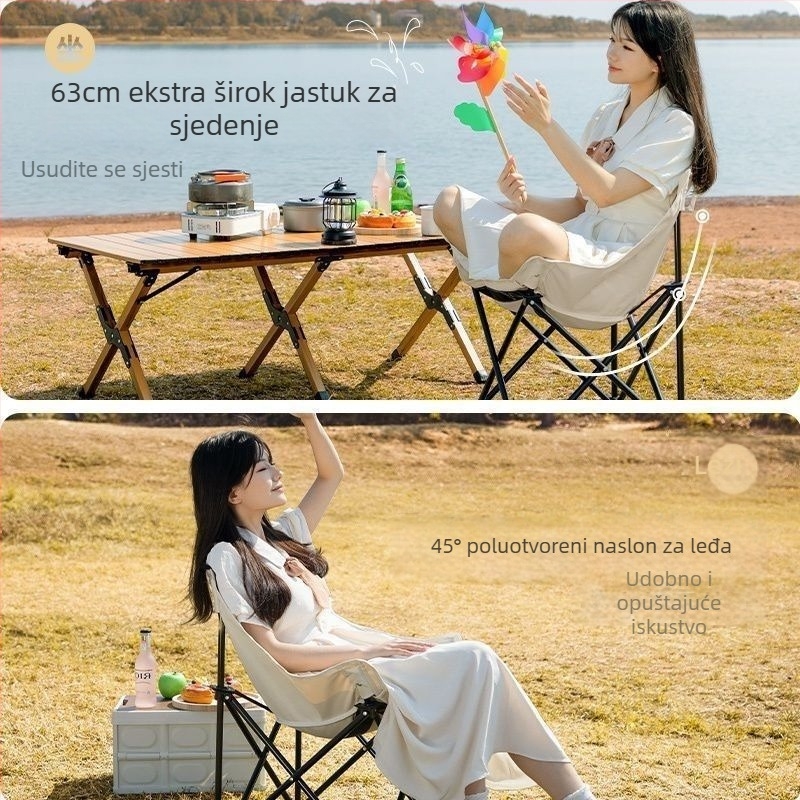 Sklopiva prijenosna moon stolica za kampiranje na otvorenom – ultra lagana