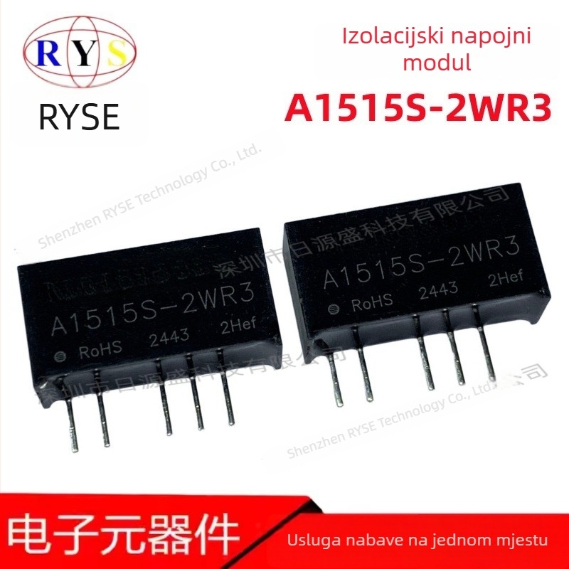 Izolirani modul napajanja A1515S-2WR3, ulaz 13,5–16,5 V, izlaz 15 V, 67 mA, 2 W