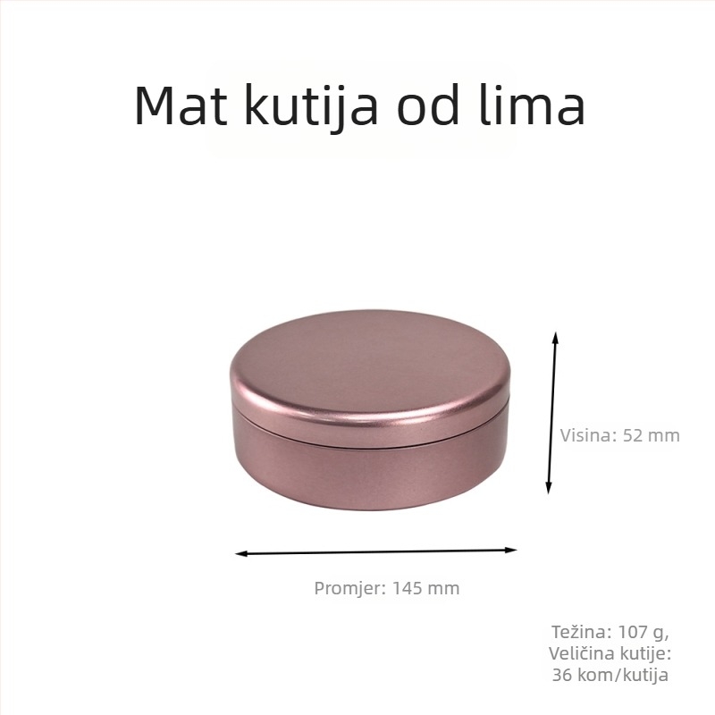 Okrugla metalna kutija za Pu'er čajni kolač i kekse, zatvorena