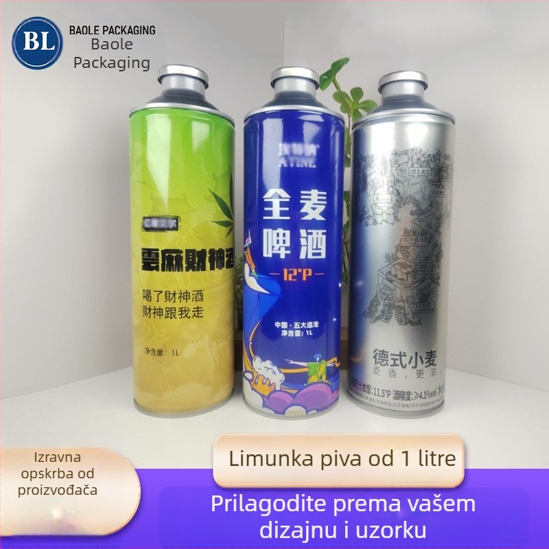 1-litrena okrugla limenka za pivo, promjer 38 mm, metalna limenka, prilagodljive višekapacitne zatvorene posude za napitke
