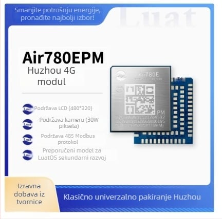 Air780EP 4G Cat.1 modul s globalnom mrežnom kompatibilnošću, izuzetno niska potrošnja energije, AT naredbe, sekundarni razvoj